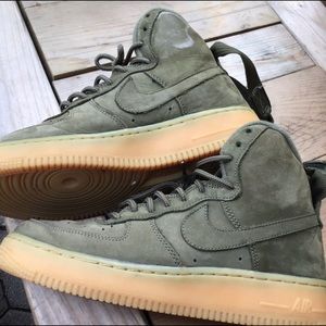 Nike Air Force 1 High Top Green Suede Running Shoe